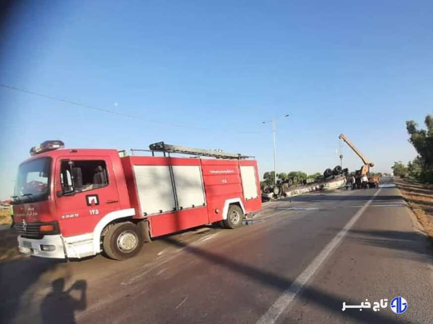 واژگونی تانکر سوخت در محور اندیمشک به شوش یک فوتی داشت