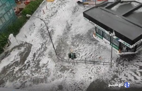 باران سیل‌آسا و رعد و برق شدید در ایالت هسن آلمان+ فیلم