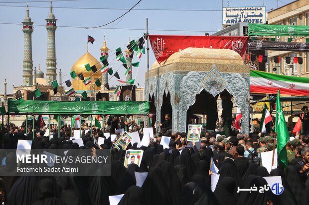 بدرقه باشکوه کاروان شهیدان در سالروز شهادت ام‌ابیها(س) در قم